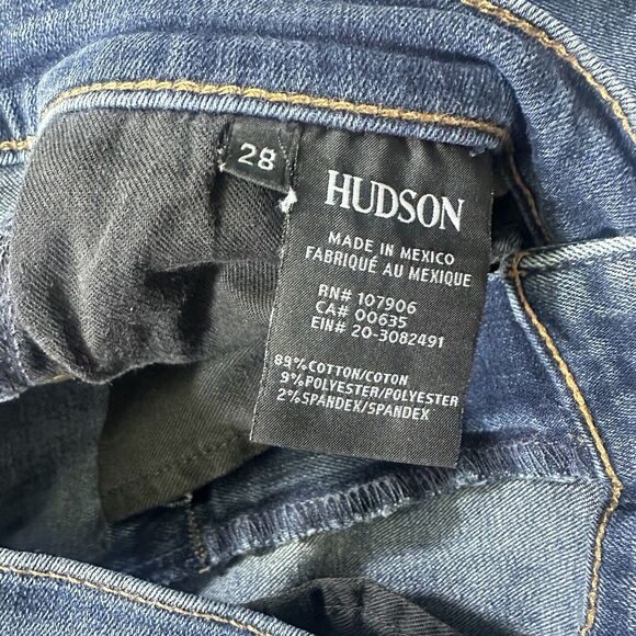 Hudson Jeans Womens 28 Blue Dark Wash Slim Straight Stretch Raw Hem RN 107906‎ - Picture 5 of 13